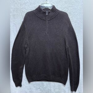 Croft & Barrow Sweater Mens M Dark brown Quarter Zip Knit Pullover